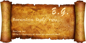 Bencsics György névjegykártya