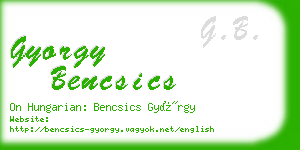 gyorgy bencsics business card